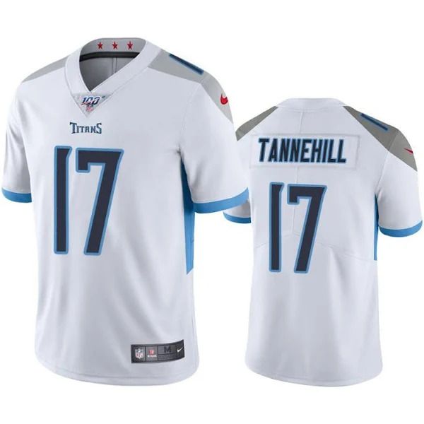 Men Tennessee Titans 17 Ryan Tannehill Nike White 100th Vapor Limited NFL Jersey